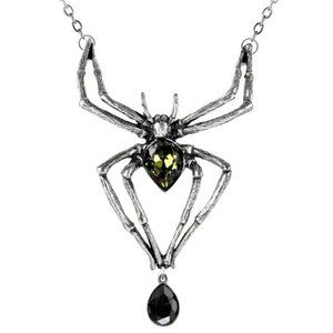 Alchemy Gothic Spider Pendant Green Black Crystals NWT Worn By Alice Cooper!